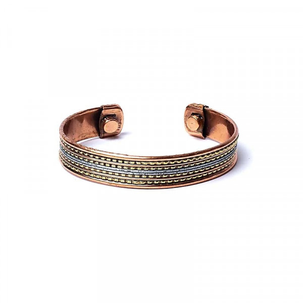 Bracelet Cuivre Magnétique Motif Bande 6,5 cm - Confort & Énergie - 1