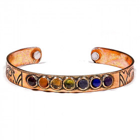 Bracelet Chakra Cuivre Magnétique 6,5 cm - 7 Pierres Naturelles AA - 1