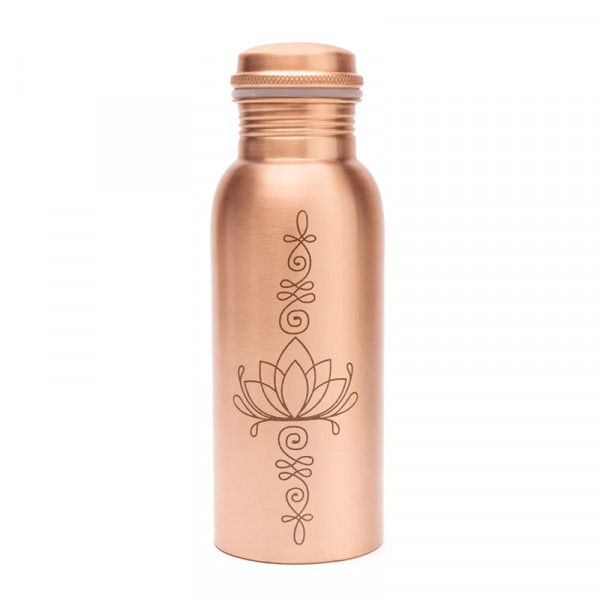 Bouteille en Cuivre Lotus Gravée 500 ml - Ayurvéda & Bien-être - 1