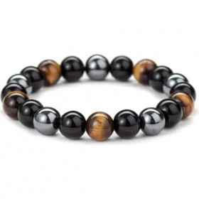 Bracelet Hématite Obsidienne Œil de Tigre - Protection & Ancrage - 2