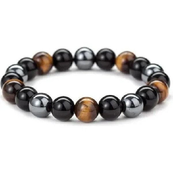 Bracelet Hématite Obsidienne Œil de Tigre - Protection & Ancrage - 2