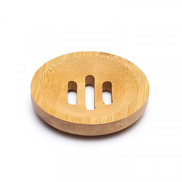 Porte-savon rond en bambou 8 cm - Support savon solide écologique - 1