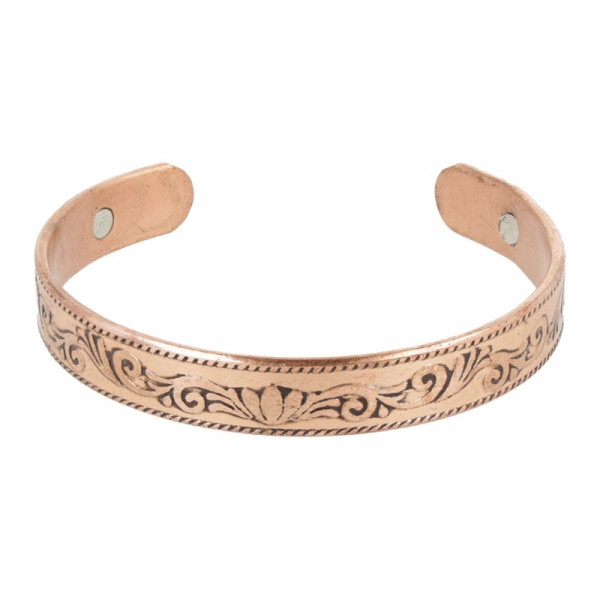 Bracelet en cuivre magnétique motif Lotus - 1