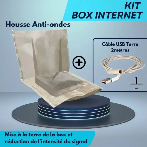 Housse anti-ondes pour box internet avec câble USB-Terre – Kit complet - 1