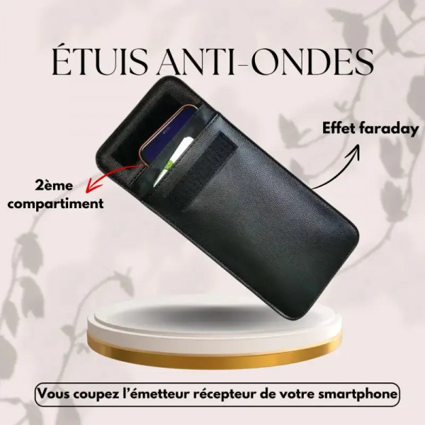 Étui anti-ondes pour smartphone en simili-cuir biocompatible - 1